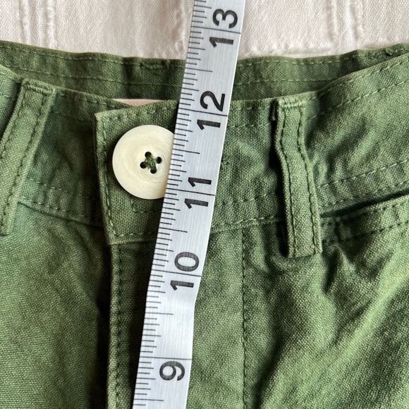 Jesse Kamm Sailor Pants High Rise Wide Leg Button Fly Olive Green Organic Cotton - Picture 10 of 13